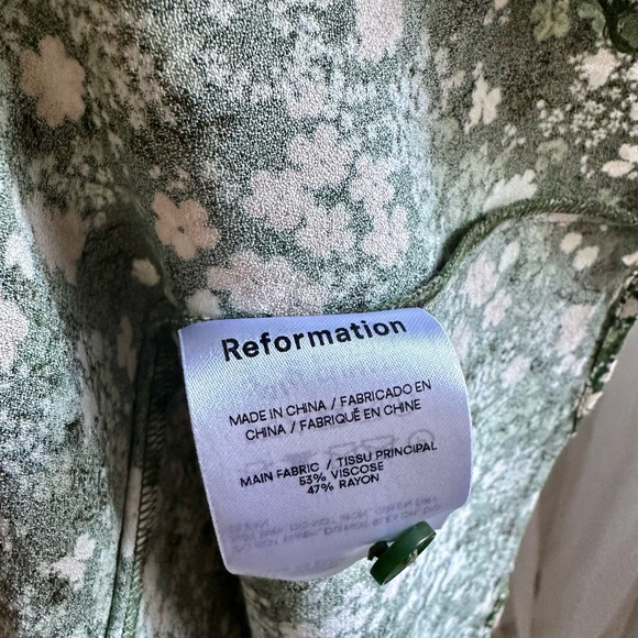 SALE!  Reformation Dress (0) Slit Green Floral Dress - BROKEN ZIPPER:( - Picture 11 of 13